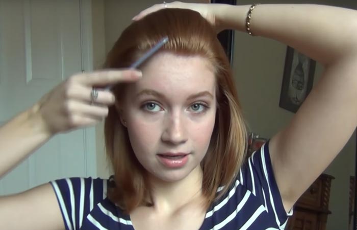 Step 1 to get side-swept bangs