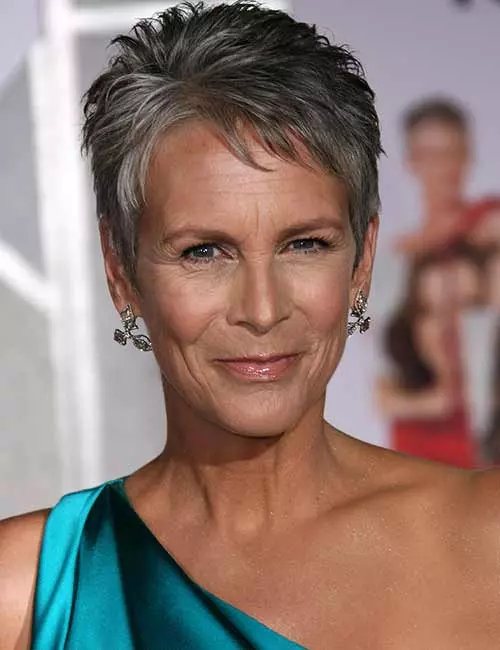 Gray pixie hairstyle for older women