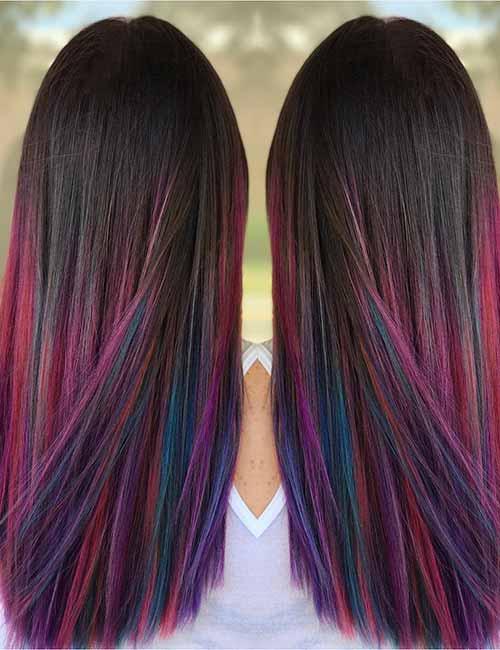 ombre hair dark brown to pink