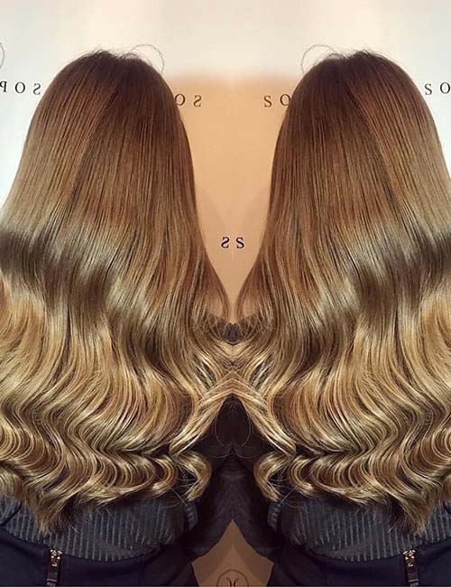 Light sable brown hair color with the perfect amount of gloss
