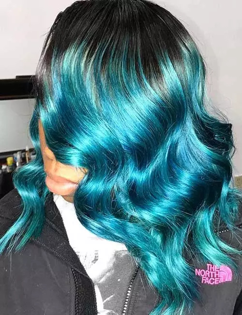 Aquamarine waves sew-in hair
