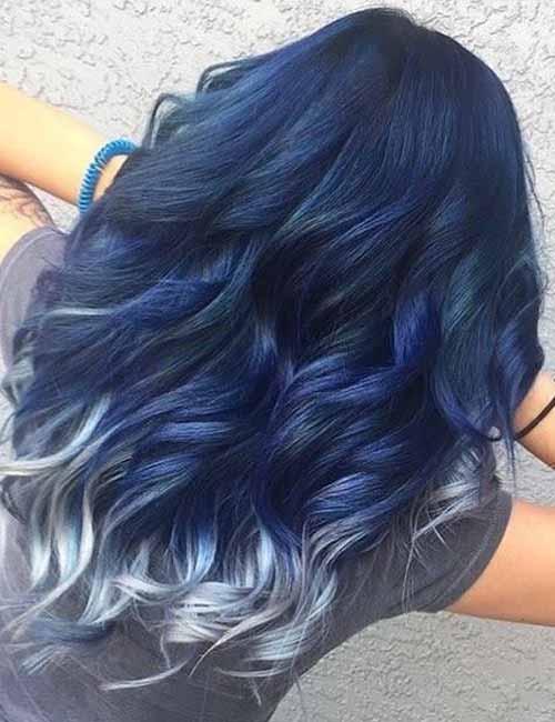 dark blue ombre hair with black hair