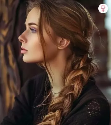 woman with side french braid