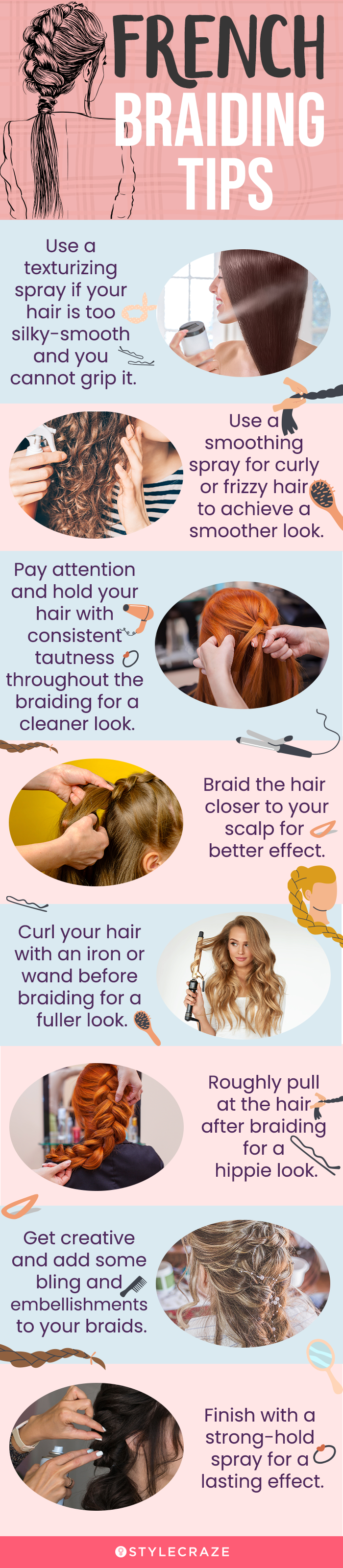 french braiding tips (infographic)
