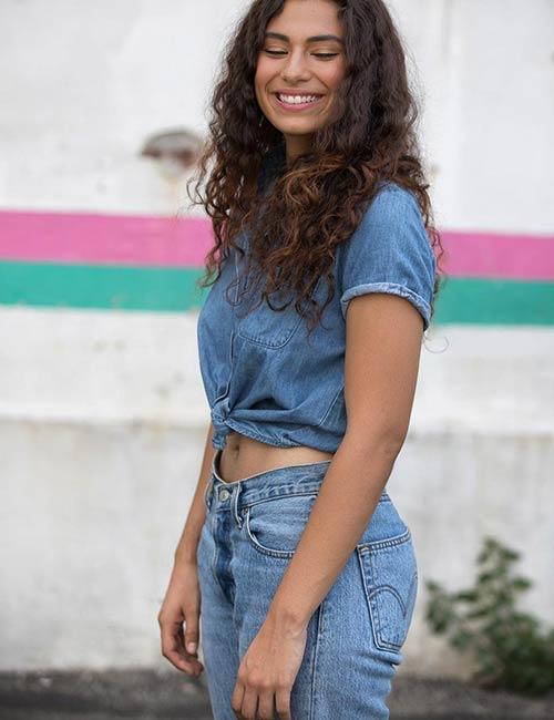 denim top outfit