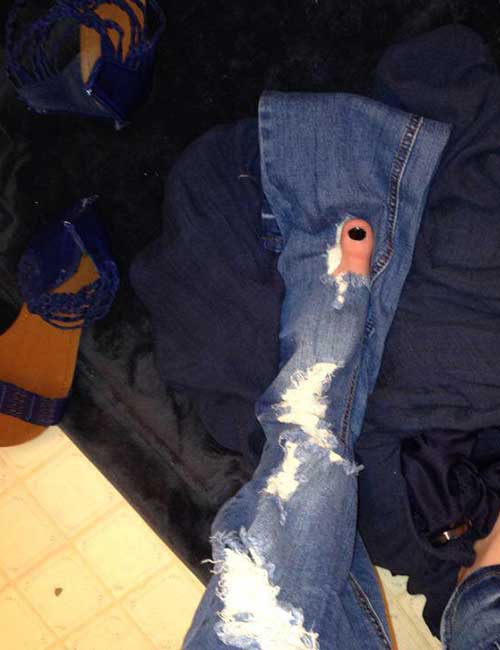 14. Getting your feet lost in your torn jeans. 