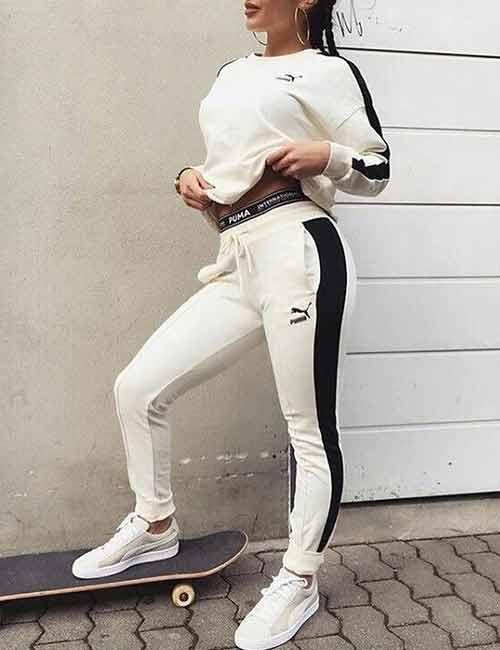 white jogger outfits