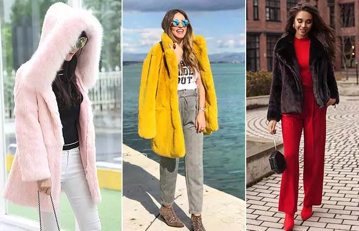 Faux fur jacket looks sophisticated and stylish