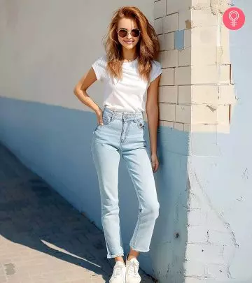 woman with cute denim shirt