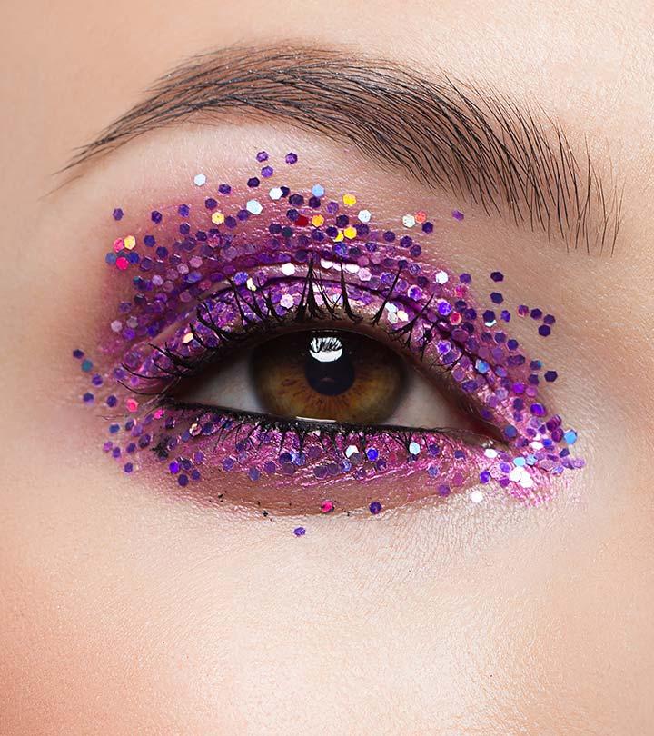 purple glitter eye makeup