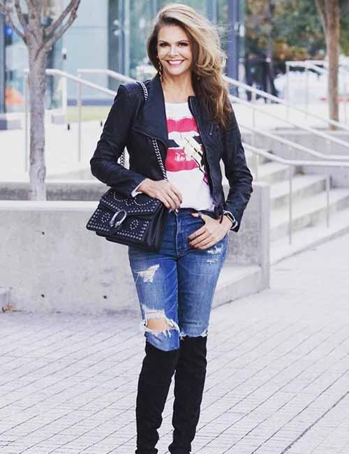 knee high boots with jeans