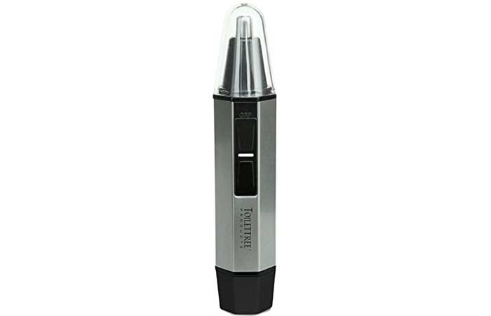 2. ToiletTree Water Resistant Heavy Duty Steel Nose Hair Trimmer With LED Light