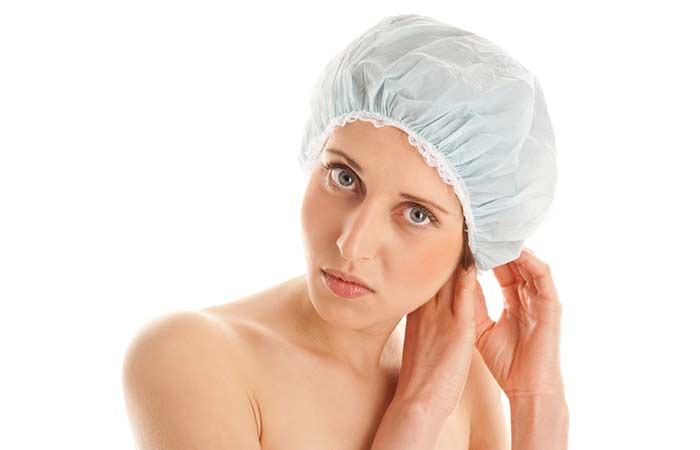 Wear a shower cap while hair coloring to prevent staining