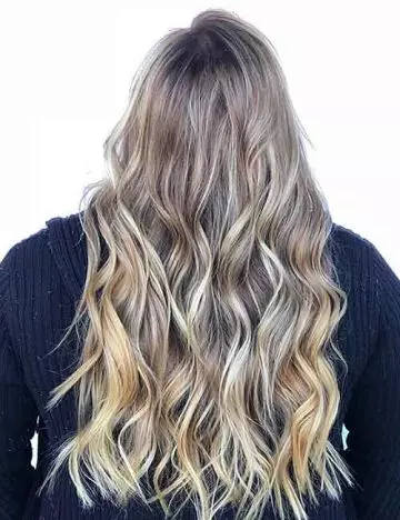 Icy blonde balayage with babylights hair color