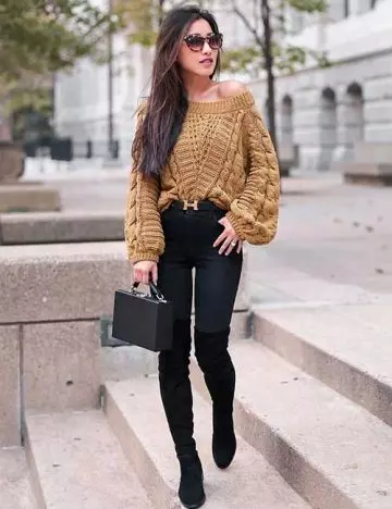 Oversized sweater and denims for petite women