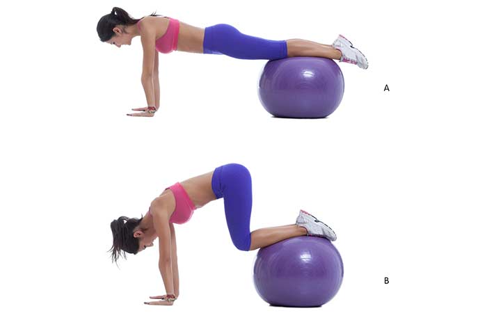 how to get periods faster - Stability Ball Knee Tuck