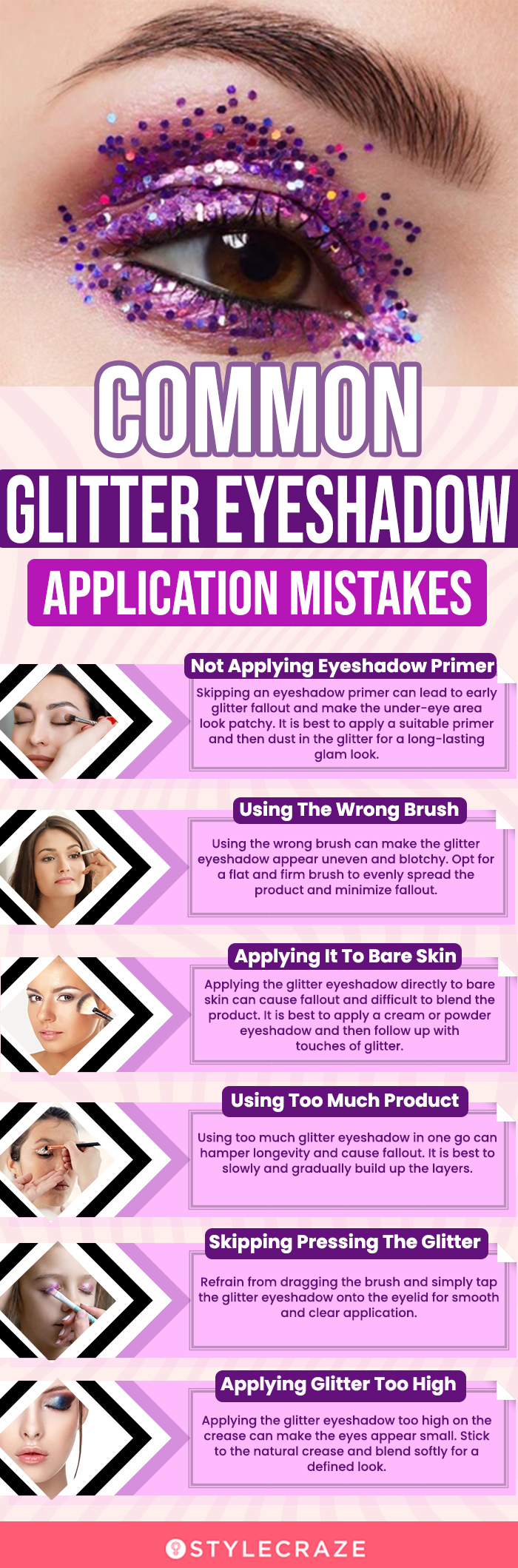 Common Glitter Eyeshadow Application Mistakes(infographic)