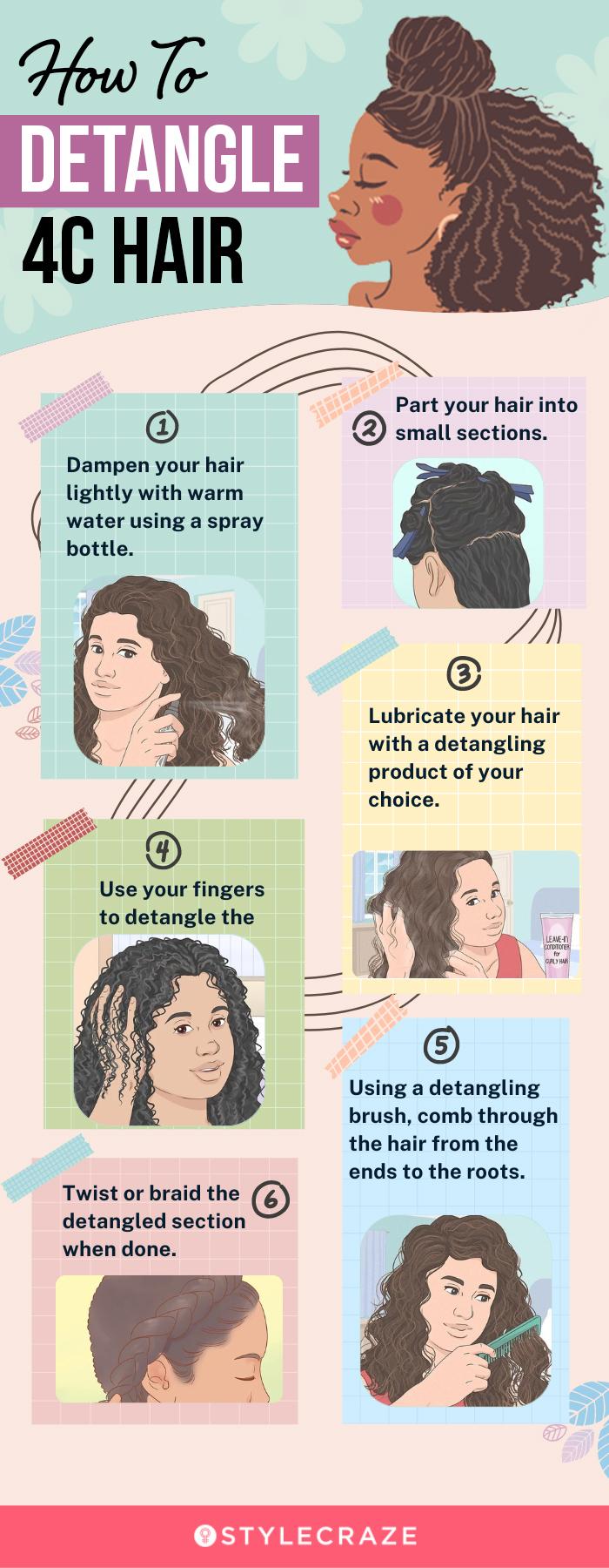 how to detangle 4c hair (infographic)