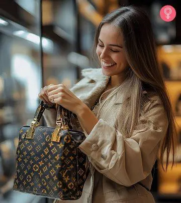 woman checking a louis vuitton bag