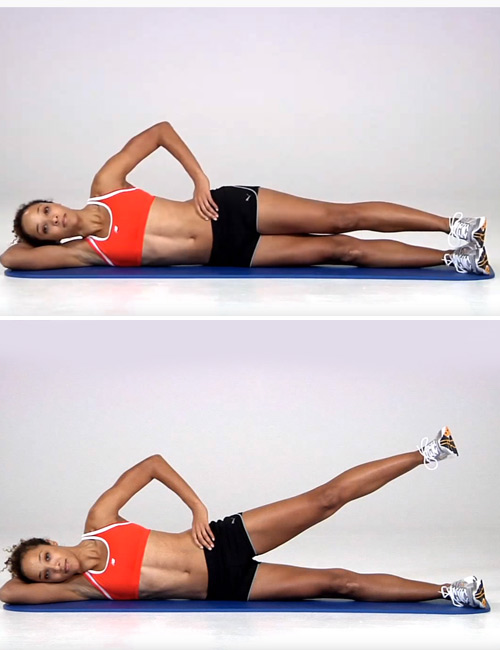 Side-lying leg lifts inner thigh exercise