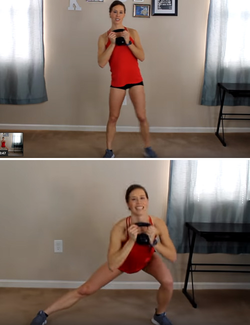 Weighted step side lunge inner thigh exercise