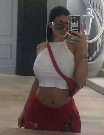 Best Kylie Jenner outfit in red tracksuits