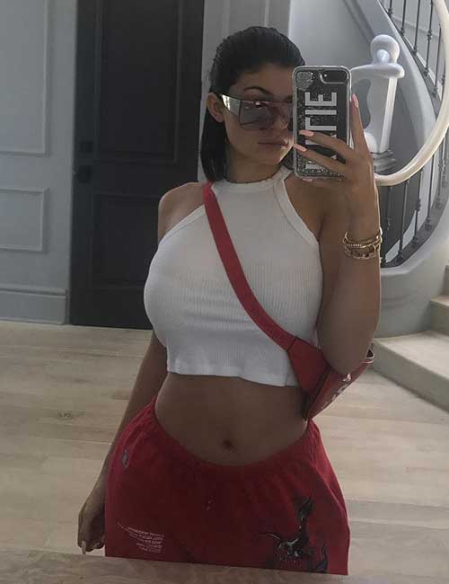 Best Kylie Jenner outfit in red tracksuits