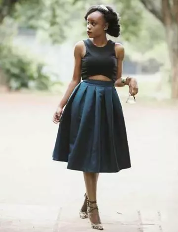 Midi skater skirt and crop top