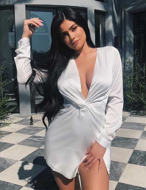 Best Kylie Jenner outfit in a white satin dress