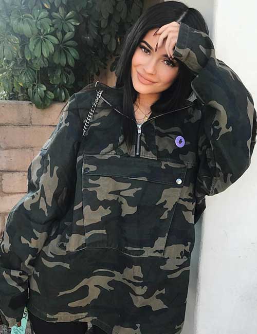Best Kylie Jenner outfit in a camo hoodie
