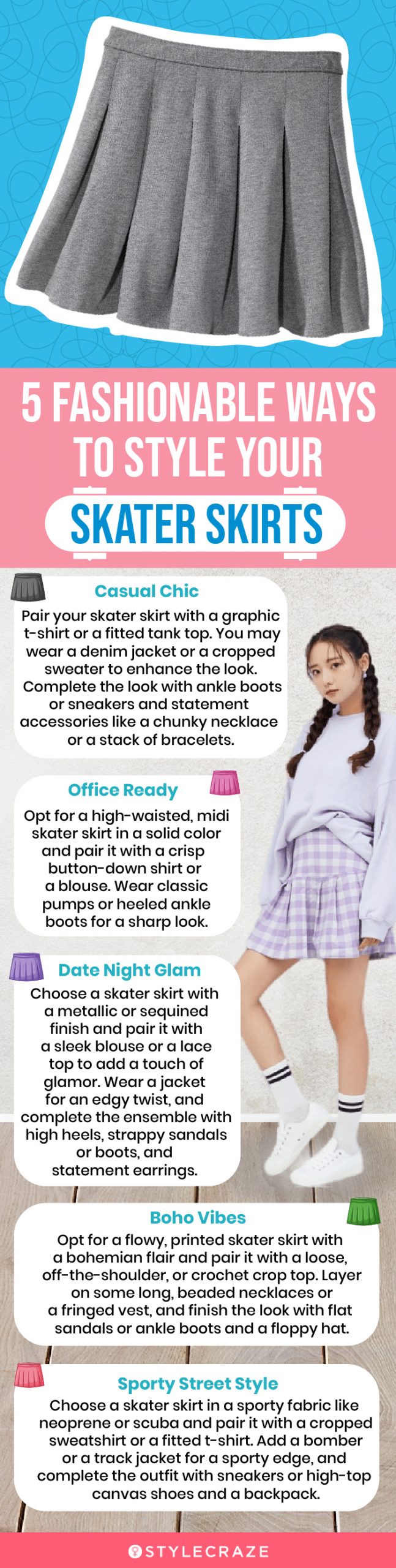 5 fashionable ways to style your skater skirts (infographic)