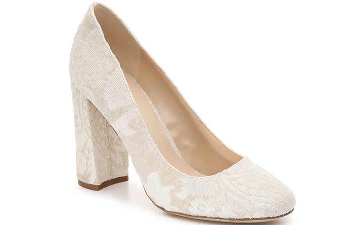 wedding shoes white block heel