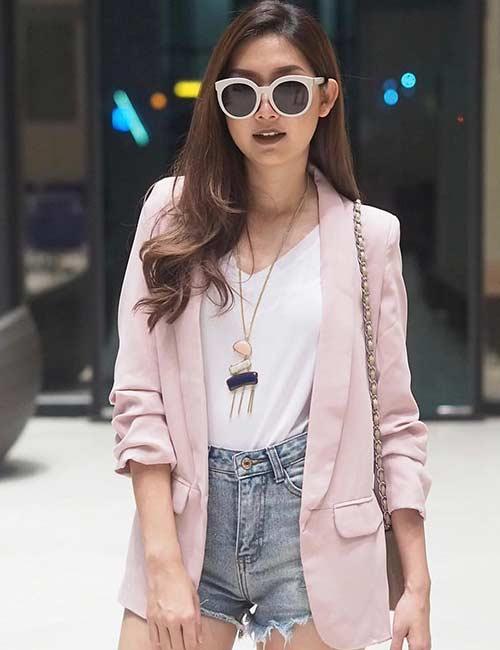 long blazer with shorts