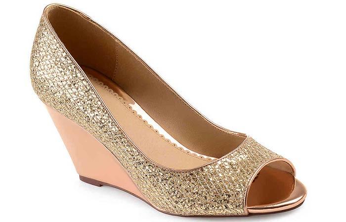 gold wedge shoes for wedding