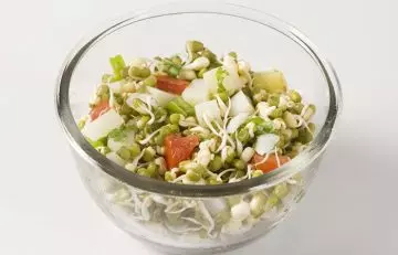 Sprout salad with flaxseed powder, a healthy breakfast recipe for weight loss