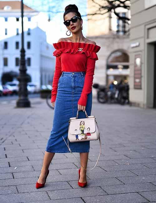 Tops to wear store on denim skirt