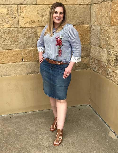 Plus size long denim hotsell skirts in style 2018