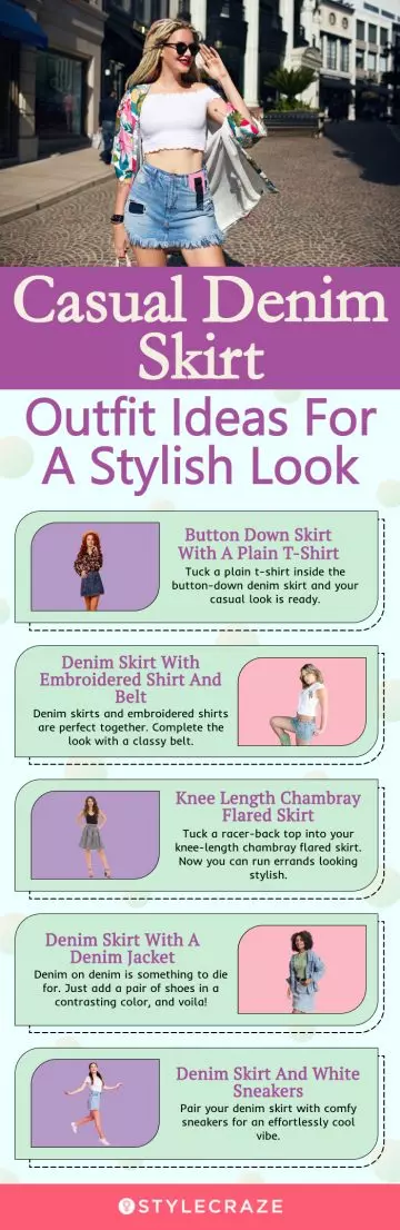 casual denim skirt outfit ideas for a stylish look (infographic)