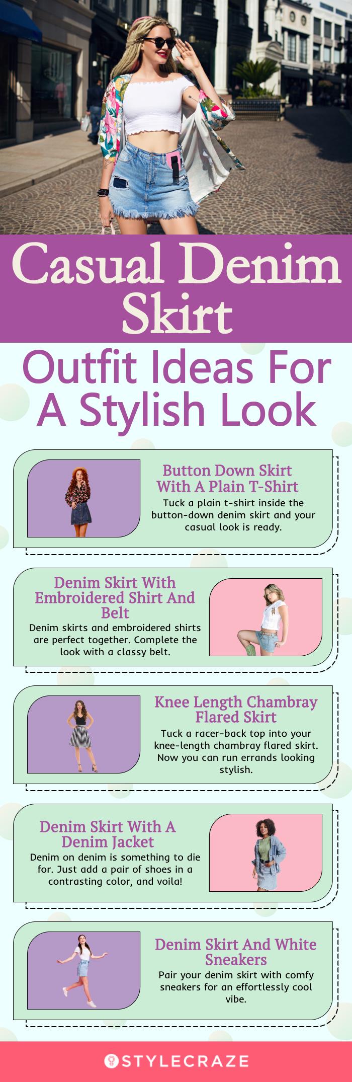 19 Ways to Wear Your Denim Skirt  Long denim skirt, Long denim skirt outfit,  Long jean skirt