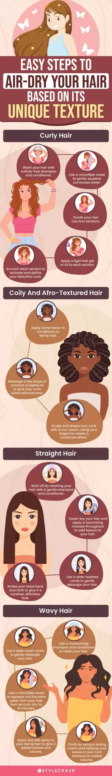 easy steps to air dry your hair based on its unique texture (infographic)