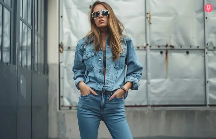 How to tuck in a shirt with a front tuck for a full denim look