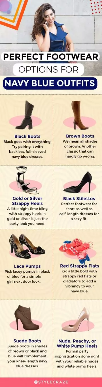 perfect footwear options for navy blue outfits (infographic)