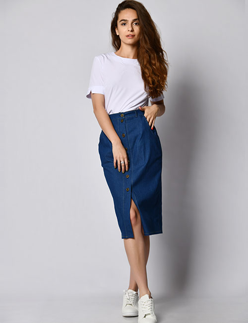 Envy Look AB Long Denim Skirt | Denim for Women | KOODING | Denim fashion, Long  denim skirt, Denim skirt