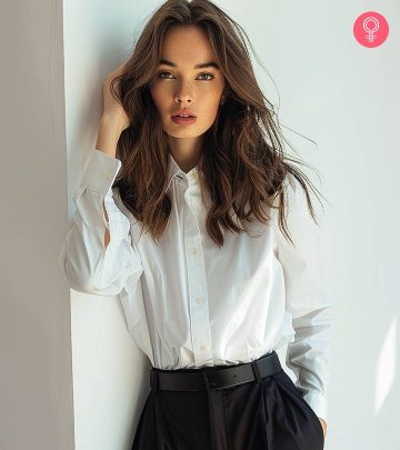 Woman In White Button Up Shirt Outfit
