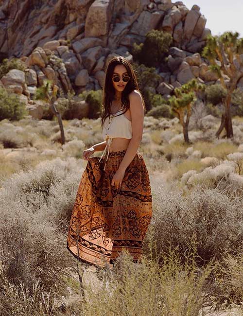 Bohemian style skirt and crop top for Coachella
