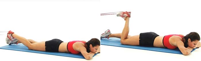 Hamstring curls with resistance band