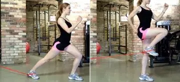 Hip flexion exercise with resistance band