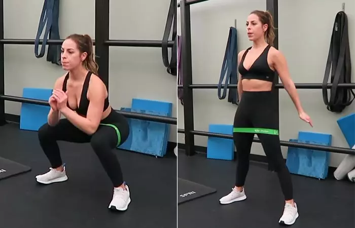 Resistance band squats exercise