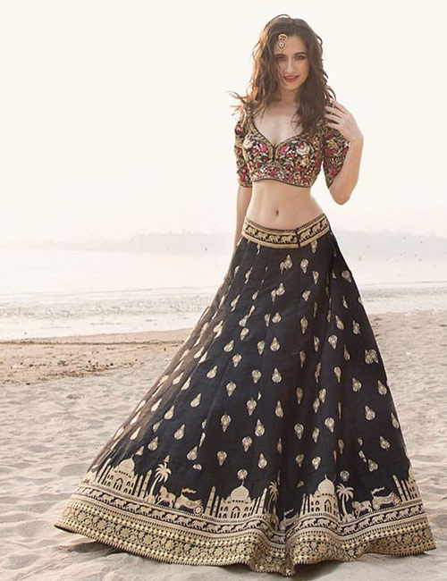 Raw silk couture lehenga and blouse style