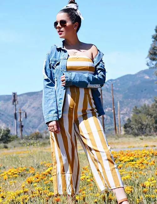 Jeans jacket with summery jumpsuit